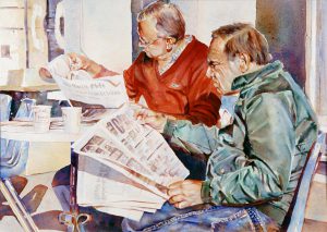 café scene watercolor
