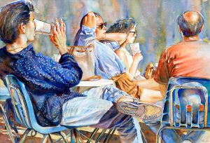café scene watercolor