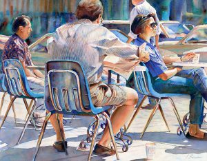 café scene watercolor