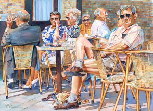café scene watercolor