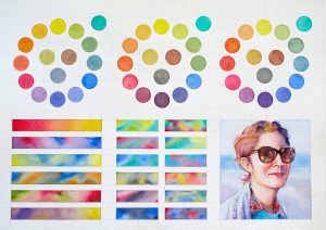 watercolor portrait and color wheel