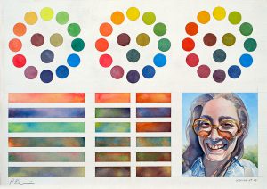 watercolor portrait and color wheel