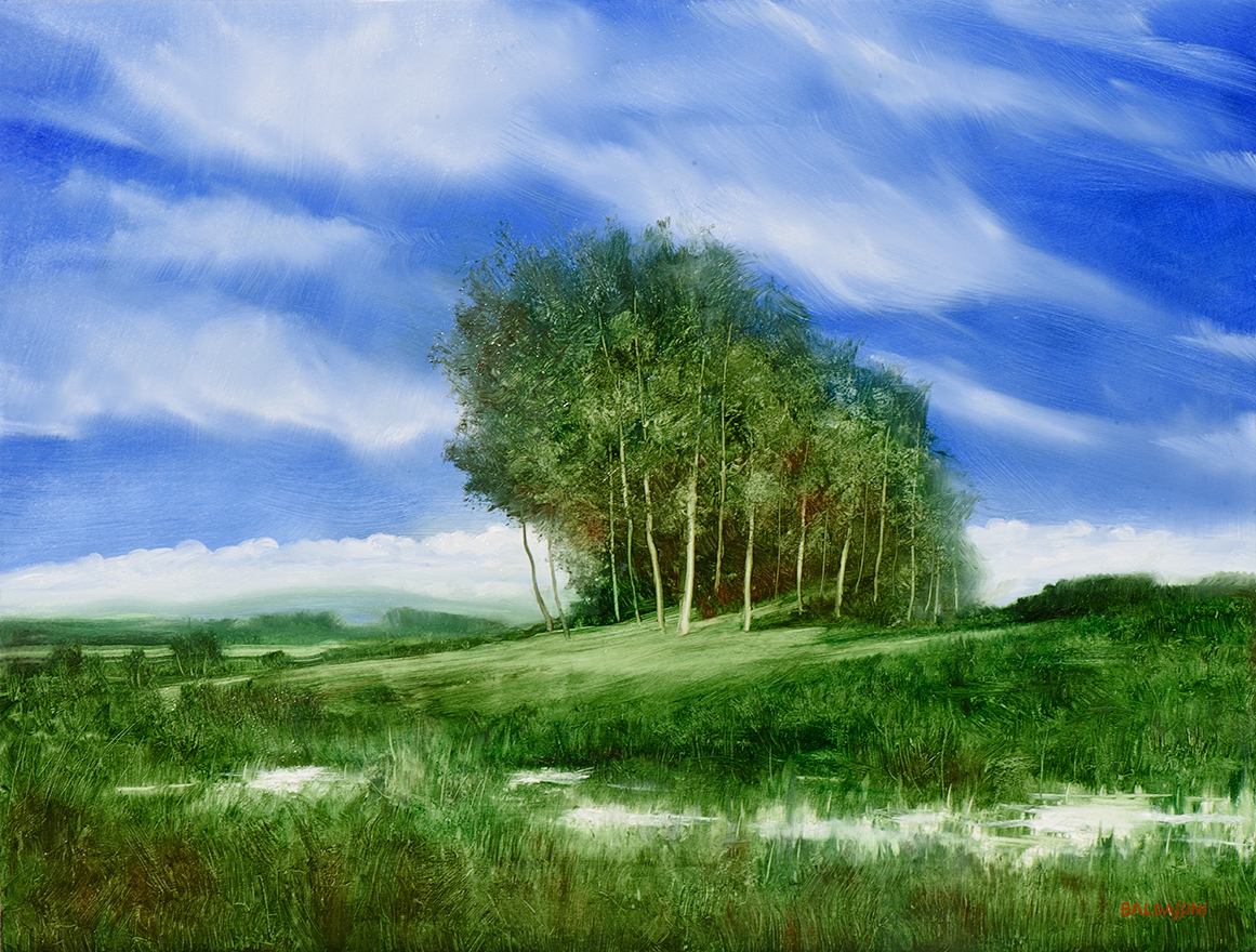 expressive tonalist landscape composition with sky & clouds oil painting