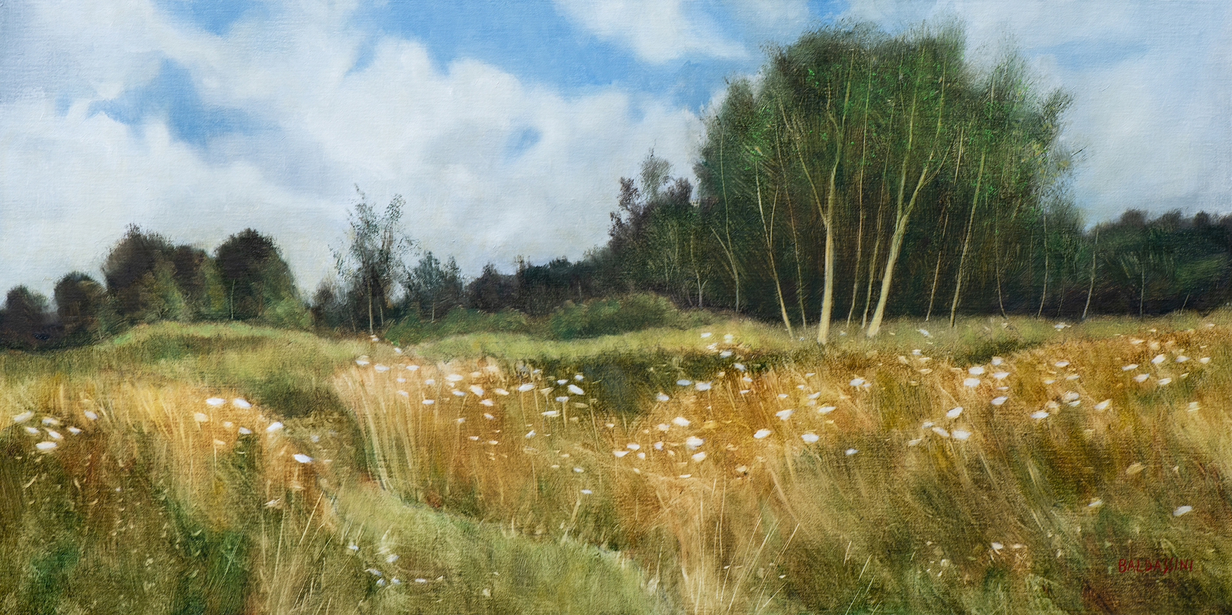 expressive tonalist landscape composition with sky & clouds oil painting